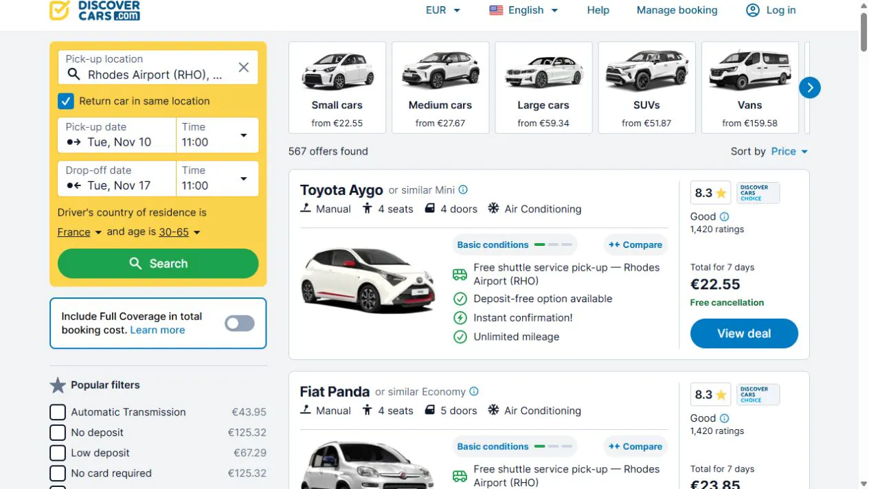 Offre Toyota Aygo standard à Rhodes à 22,55 euros pour sept jours